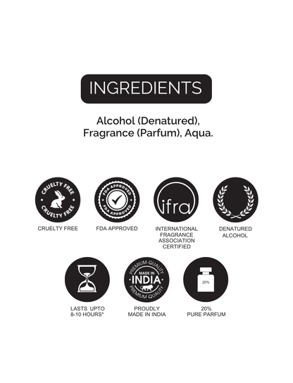 List of ingredients and certification logos on a white background